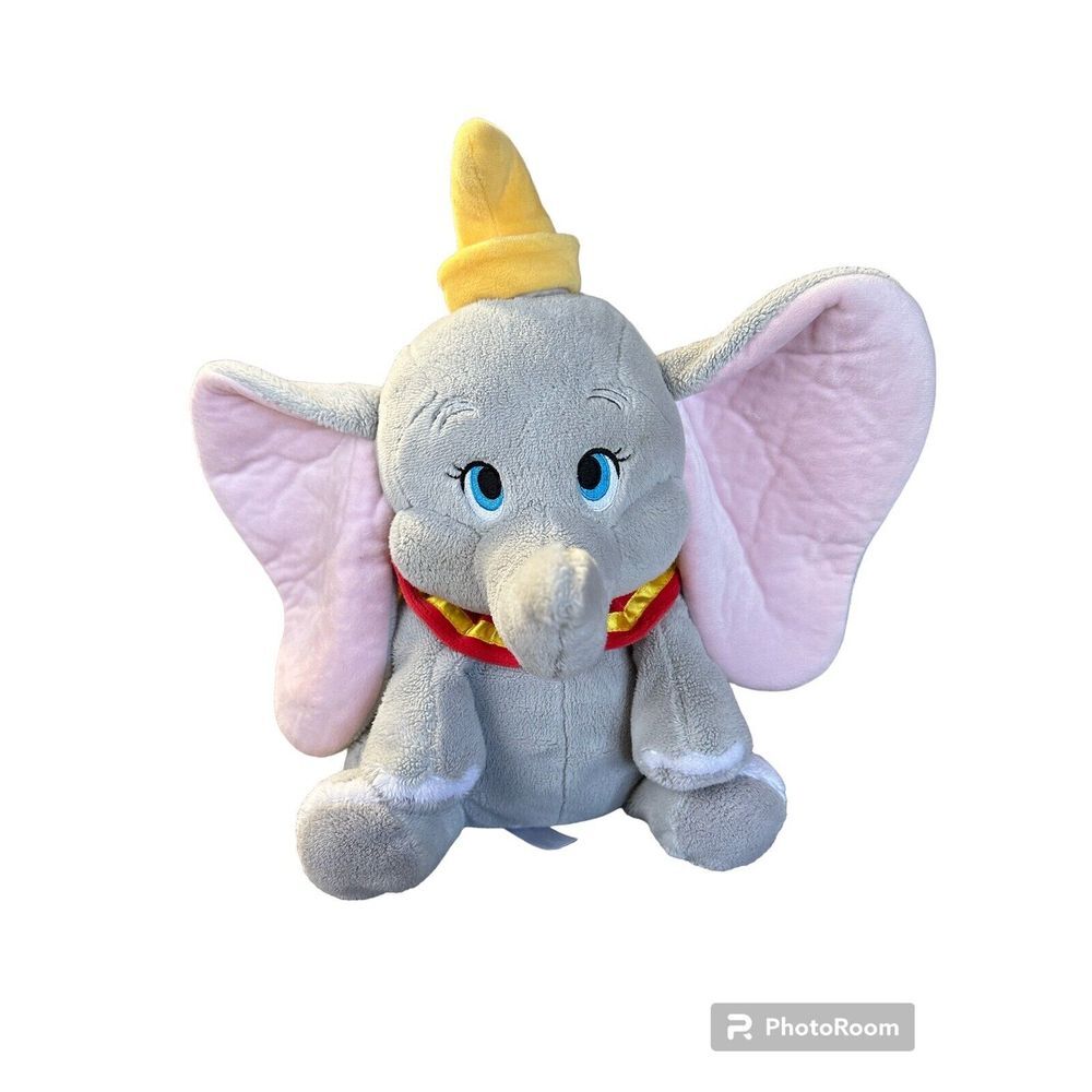 Disney Store DUMBO Elephant Plush 15" Stuffed Animal Yellow Hat